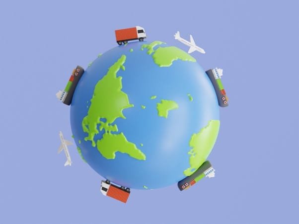 business-translation-around-the-world business translation and different transport around an image of the globe